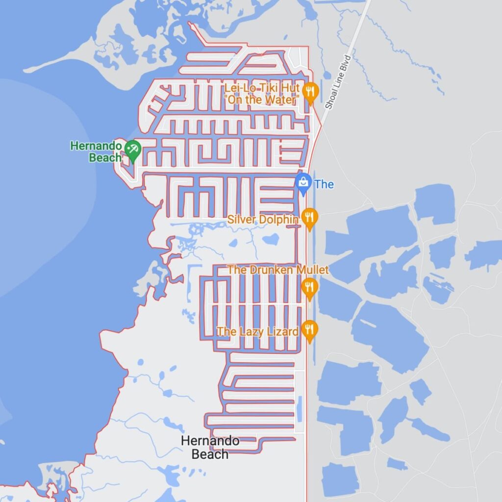 google map view of hernando beach florida